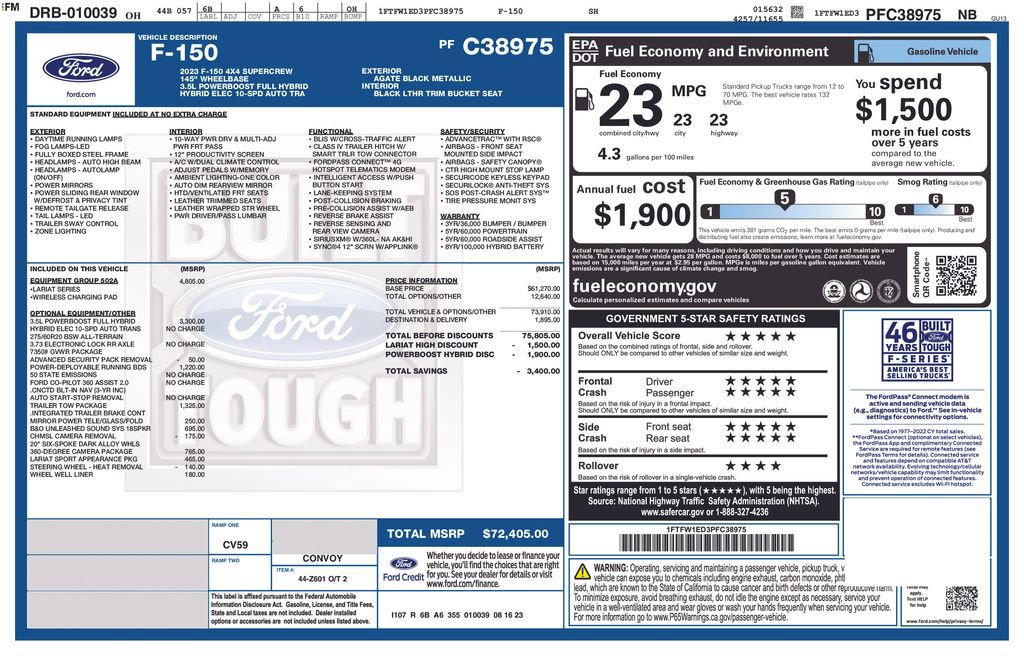 Used 2023 Ford F150 Lariat w/ Equipment Group 502A High image 2