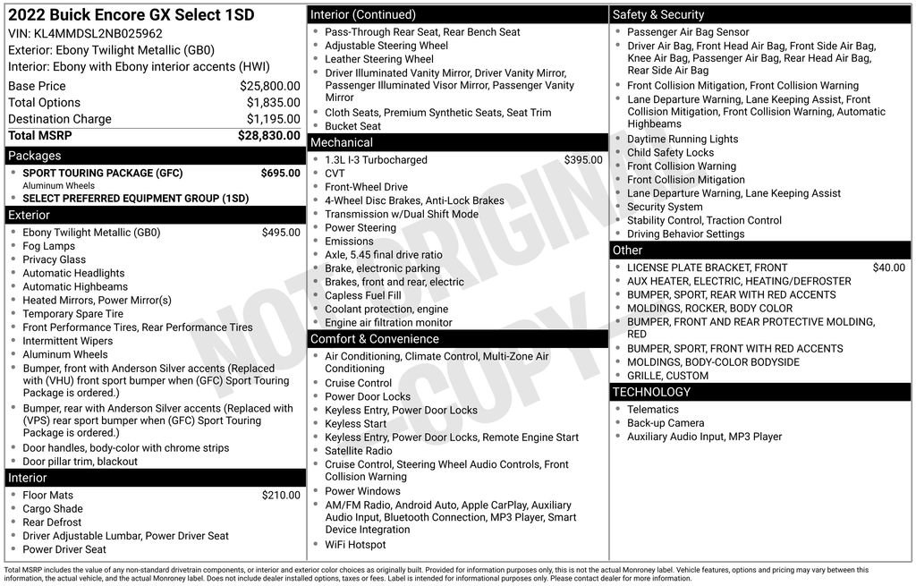 Used 2022 Buick Encore GX Select w/ Sport Touring Package image 36