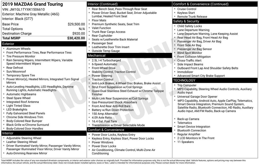 Used 2019 MAZDA MAZDA6 Grand Touring FWD image 5