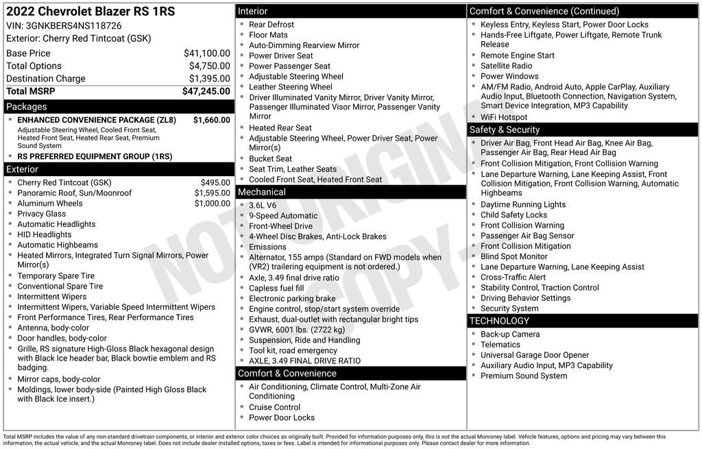 Used 2022 Chevrolet Blazer RS w/ Enhanced Convenience Package FWD image 5