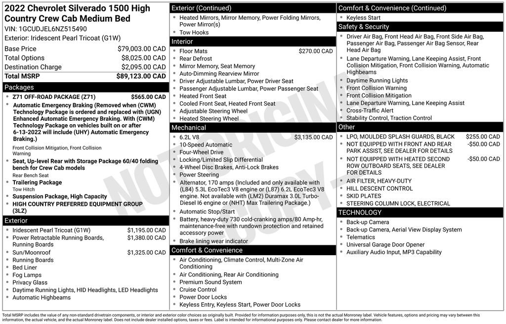 Used 2022 Chevrolet Silverado 1500 High Country w/ Z71 Off-Road Package AWD/4WD image 6