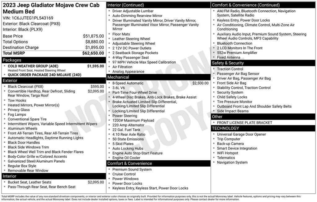 Used 2023 Jeep Gladiator Mojave w/ Cold Weather Group image 2