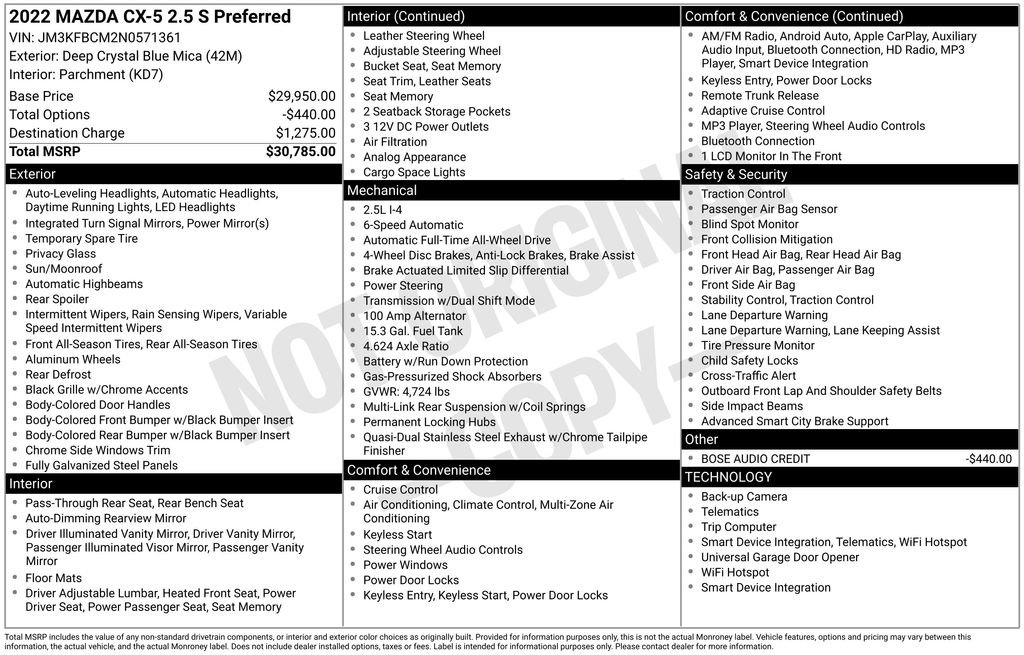 Used 2022 MAZDA CX-5 AWD 2.5 S w/ Preferred Package image 1
