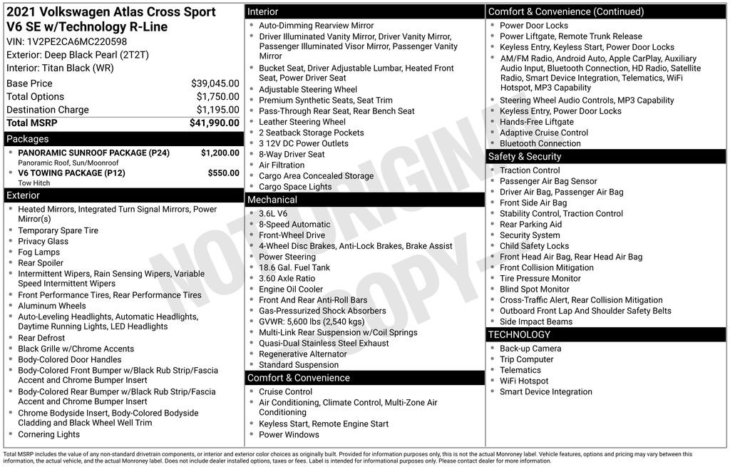 Used 2021 Volkswagen Atlas Cross Sport SE w/ Panoramic Sunroof Package image 3