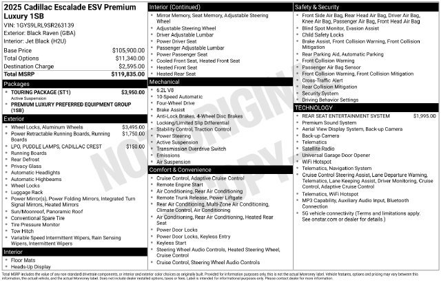 Used 2025 Cadillac Escalade ESV Premium Luxury w/ Touring Package AWD/4WD image 4