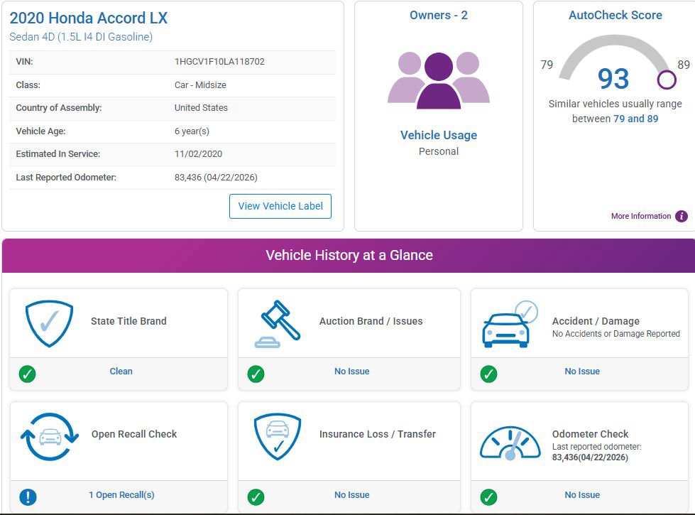 Used 2020 Honda Accord LX image 2