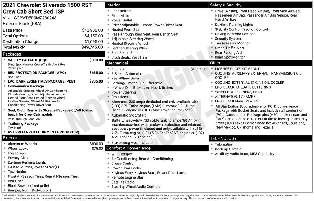 Used 2021 Chevrolet Silverado 1500 RST w/ Safety Package RWD image 6