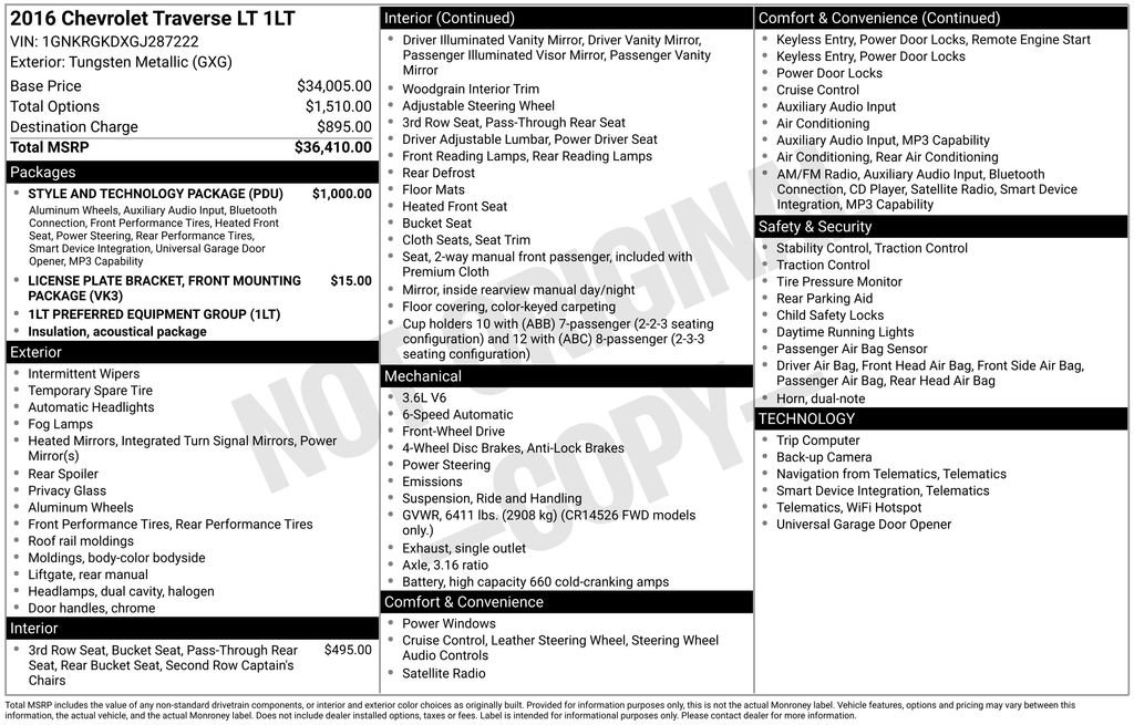 Used 2016 Chevrolet Traverse LT w/ Style and Technology Package image 44