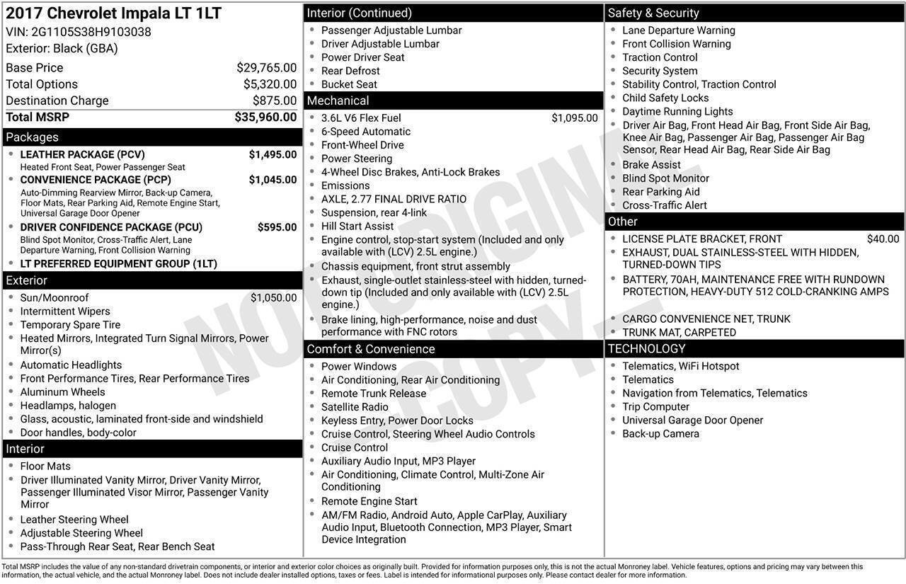 Used 2017 Chevrolet Impala LT w/ Leather Package FWD image 3