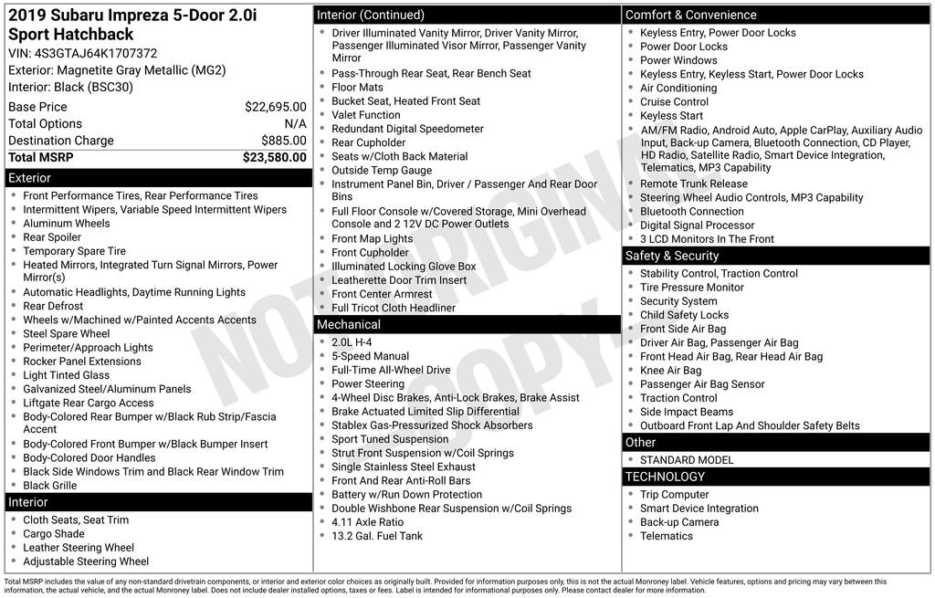 Used 2019 Subaru Impreza 2.0i Sport image 22