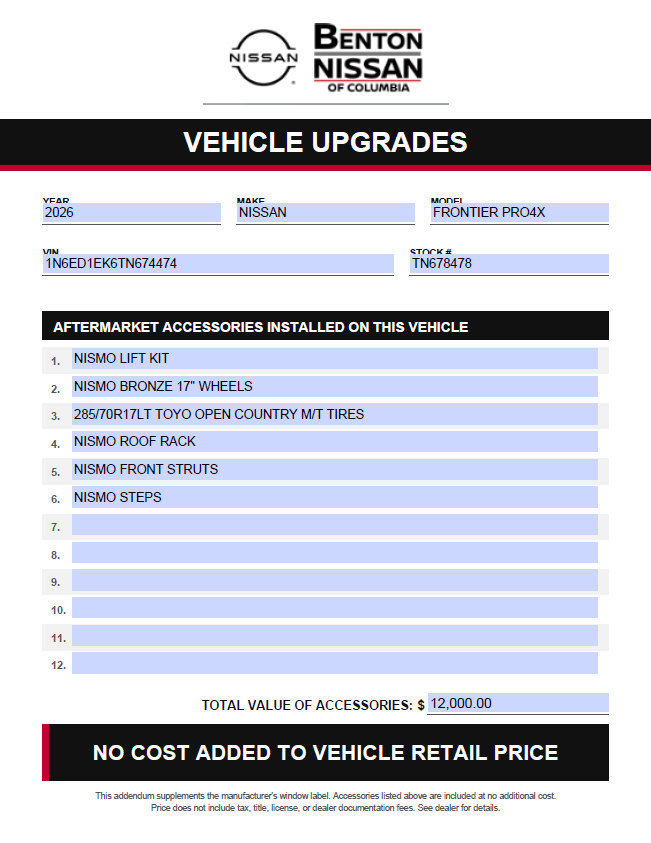 New 2026 Nissan Frontier PRO-4X w/ Pro Premium Package AWD/4WD image 2