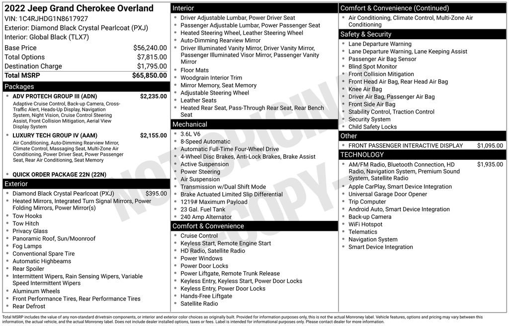 Used 2022 Jeep Grand Cherokee Overland w/ Adv Protech Group III AWD/4WD image 40