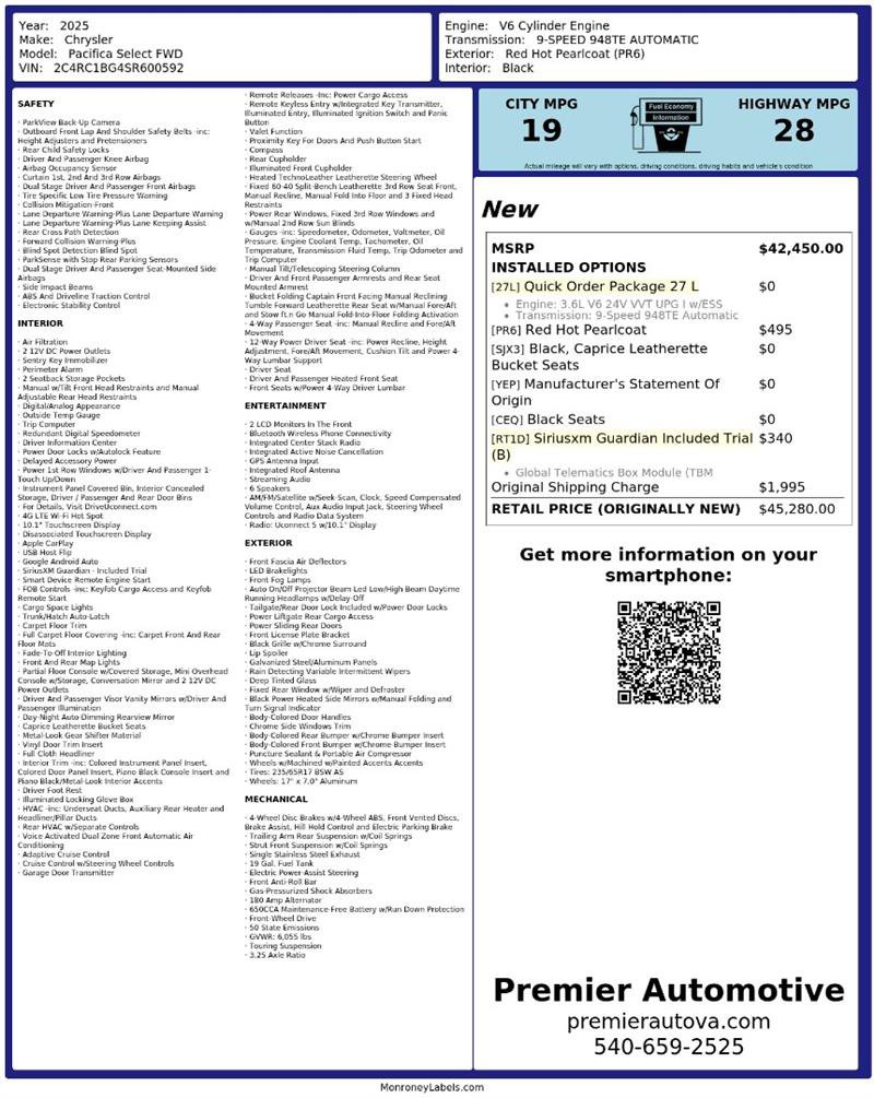Used 2025 Chrysler Pacifica Select FWD image 3
