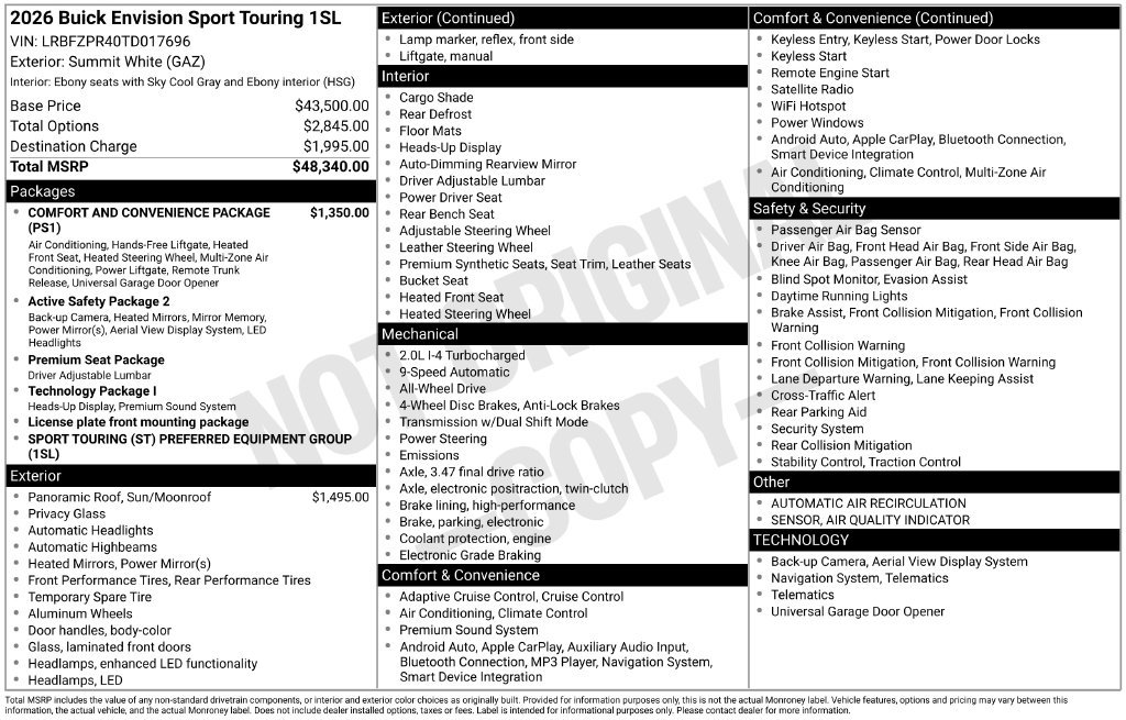 New 2026 Buick Envision Sport Touring AWD/4WD image 46