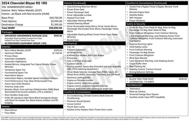 Used 2024 Chevrolet Blazer RS w/ Enhanced Convenience Package AWD/4WD image 5