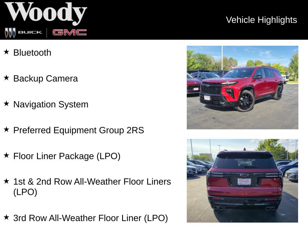 Certified 2024 Chevrolet Traverse RS w/ LPO, Floor Liner Package AWD/4WD image 3