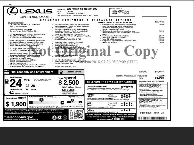 Used 2019 Lexus NX 300 AWD w/ Comfort Package image 2