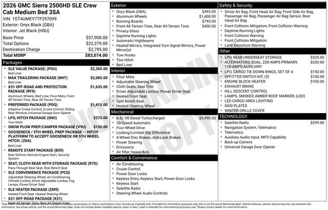 New 2026 GMC Sierra 2500 SLE w/ SLE Value Package; AWD/4WD image 3