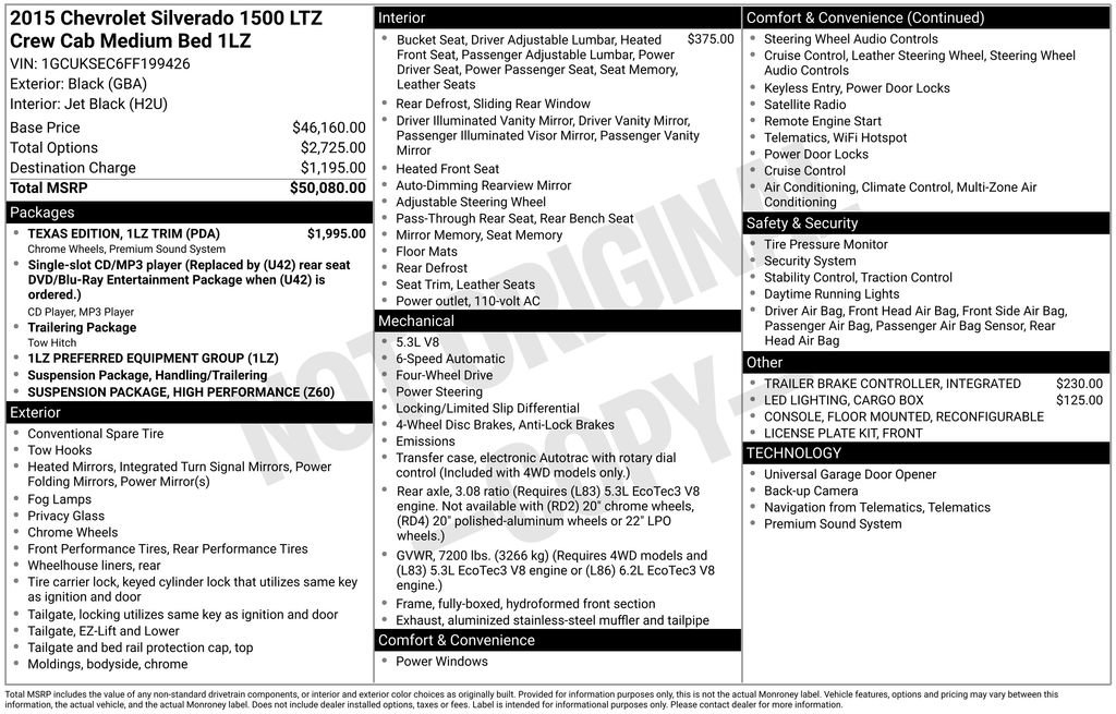 Used 2015 Chevrolet Silverado 1500 LTZ w/ Texas Edition, 1LZ Trim image 38