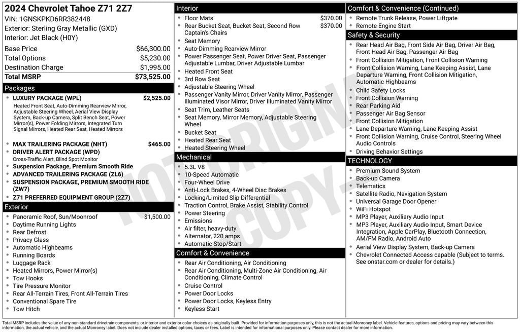 Used 2024 Chevrolet Tahoe Z71 w/ Luxury Package AWD/4WD image 11