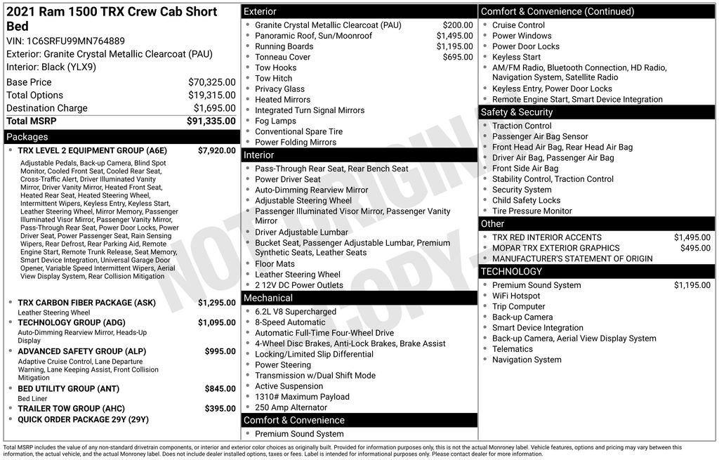 Used 2021 RAM 1500 TRX w/ TRX Level 2 Equipment Group AWD/4WD image 10