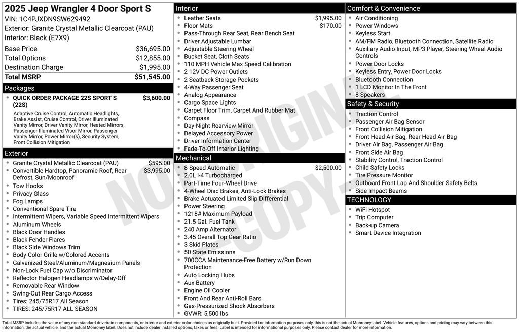New 2025 Jeep Wrangler Unlimited Sport AWD/4WD image 6