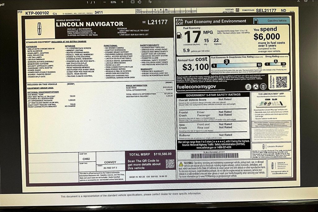 New 2025 Lincoln Navigator L Reserve w/ Jet Appearance Package AWD/4WD image 14