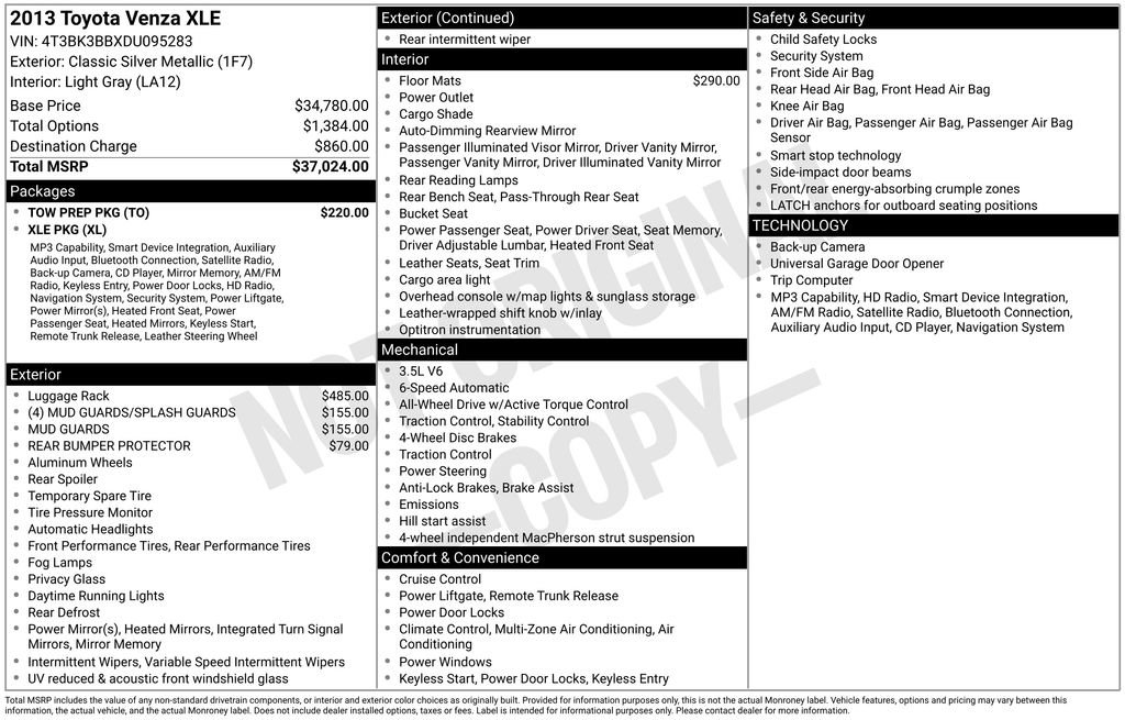 Used 2013 Toyota Venza XLE w/ Tow Prep Pkg AWD/4WD image 10