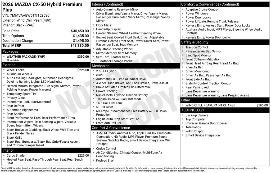 New 2026 MAZDA CX-50 2.5 Hybrid w/ Weather Package AWD/4WD image 35