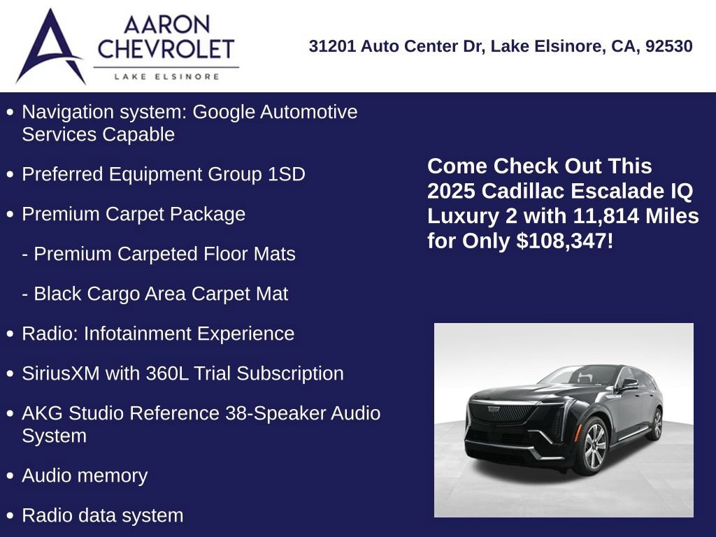 Used 2025 Cadillac Escalade IQ Luxury 2 w/ LPO, Premium Carpet Package AWD/4WD image 5