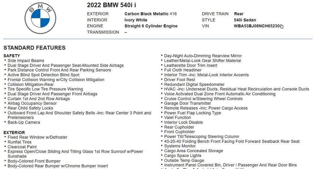 Used 2022 BMW 540i w/ M Sport Package RWD image 10