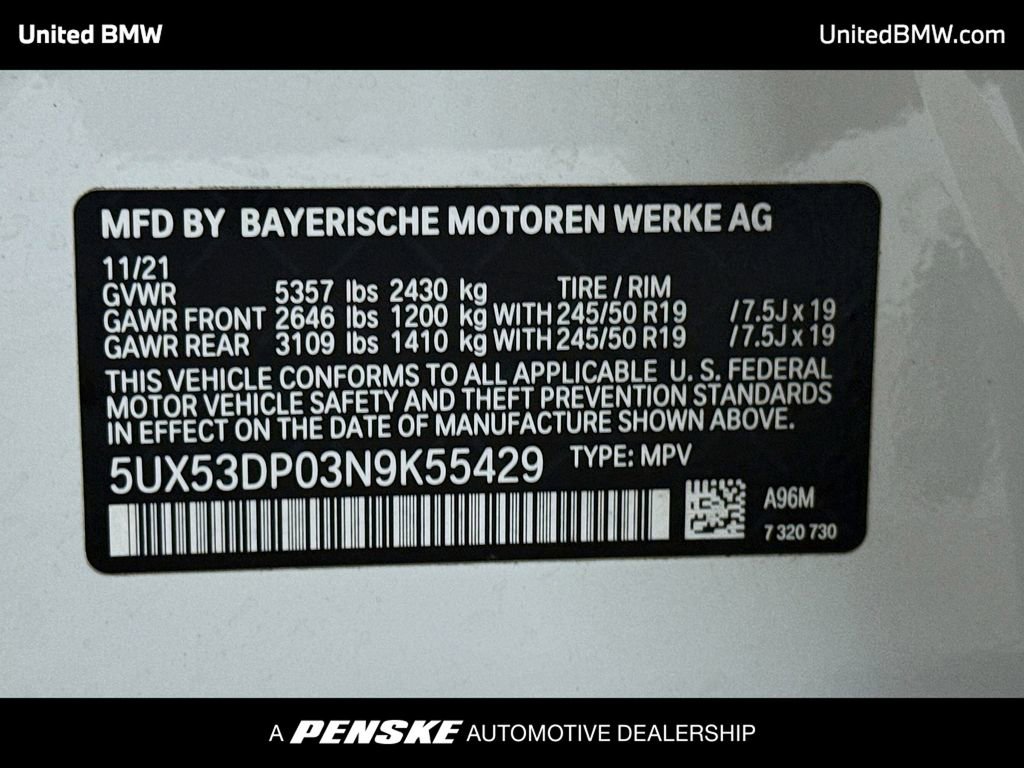 Used 2022 BMW X3 xDrive30i w/ Premium Package 2 image 15