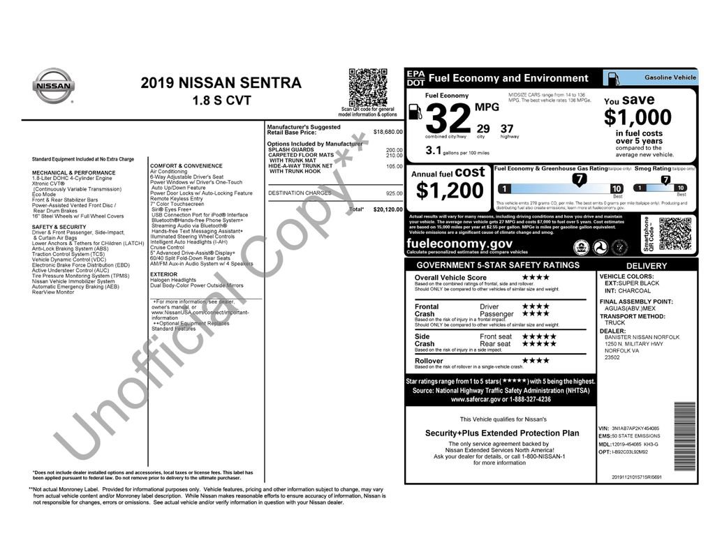 Used 2019 Nissan Sentra S FWD image 2