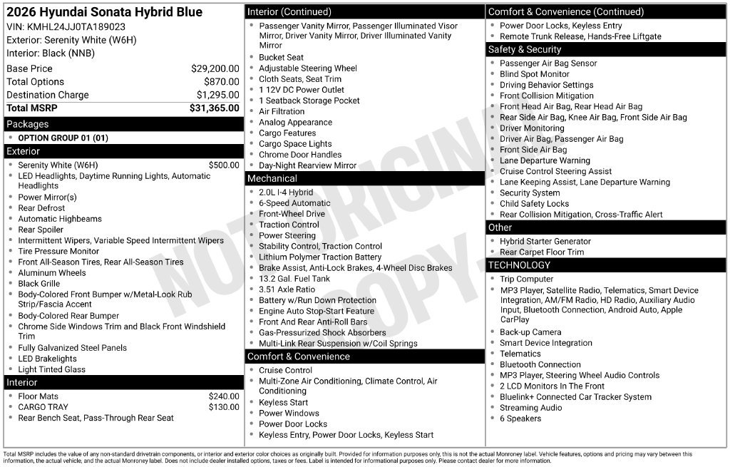 New 2026 Hyundai Sonata Blue FWD image 24