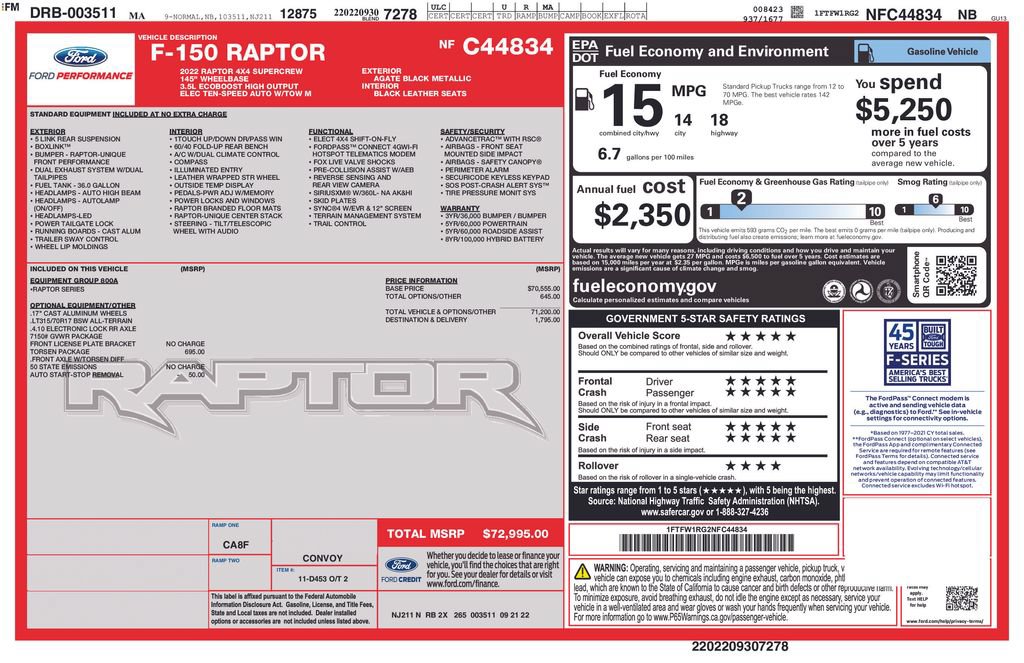 Used 2022 Ford F150 Raptor w/ Torsen Package AWD/4WD image 6