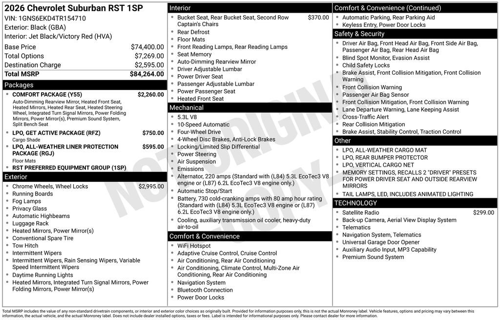 New 2026 Chevrolet Suburban RST w/ Comfort Package image 28