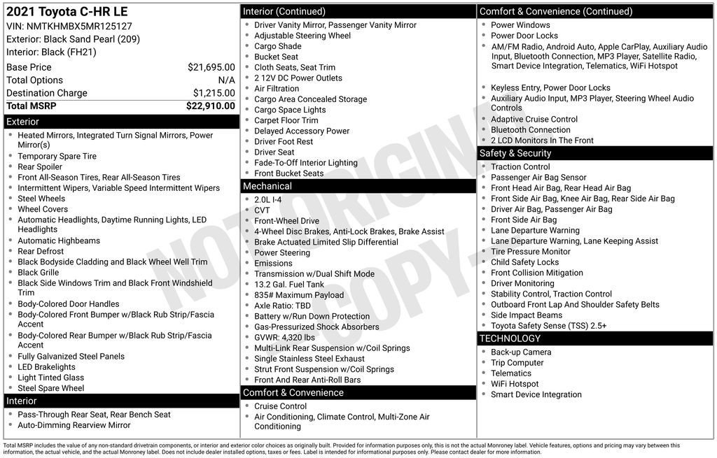 Used 2021 Toyota C-HR LE image 4