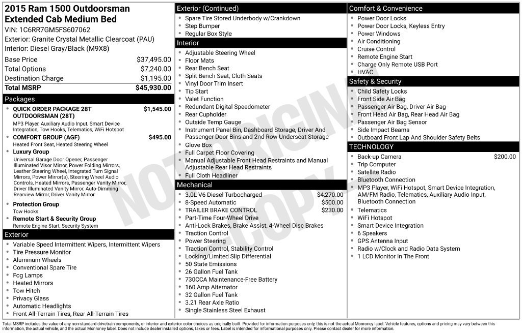 Used 2015 RAM 1500 Outdoorsman AWD/4WD image 2