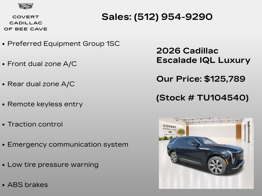 New 2026 Cadillac Escalade IQL Luxury w/ LPO, Floor Liner Package AWD/4WD image 8