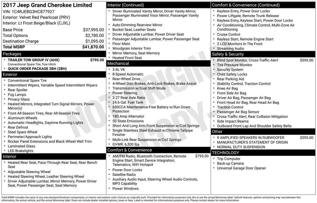 Used 2017 Jeep Grand Cherokee Limited w/ Trailer Tow Group IV image 15