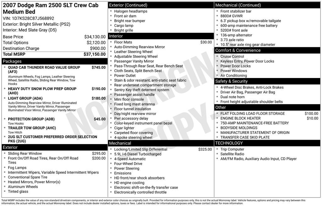 Used 2007 Dodge Ram 2500 Truck SLT AWD/4WD image 15
