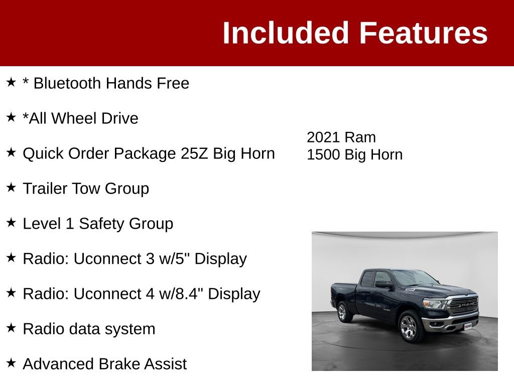 Used 2021 RAM 1500 Big Horn w/ Level 1 Safety Group AWD/4WD image 3
