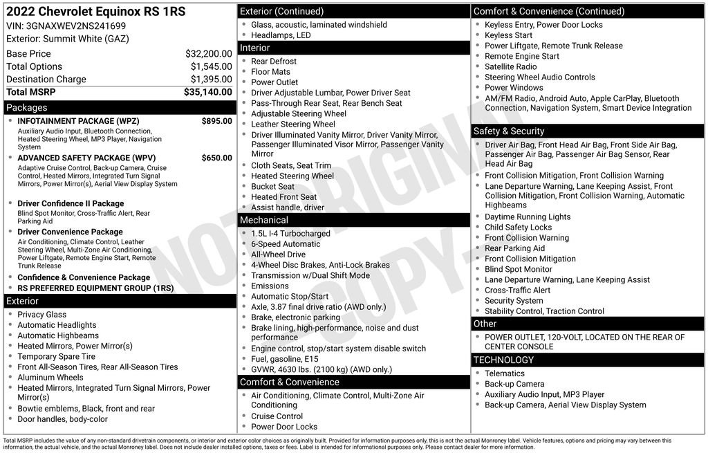 Used 2022 Chevrolet Equinox RS w/ Infotainment Package image 7