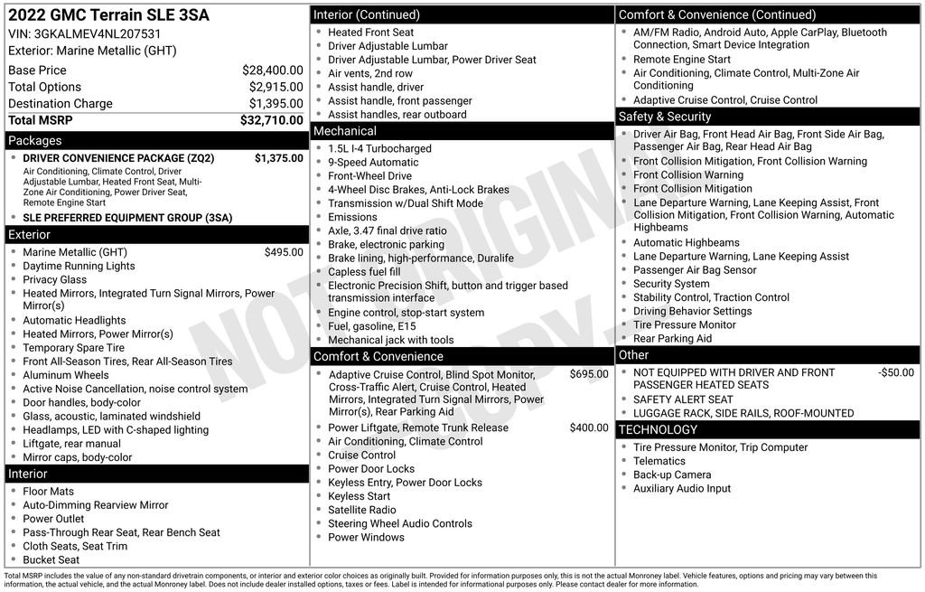 Used 2022 GMC Terrain SLE w/ Driver Convenience Package image 43