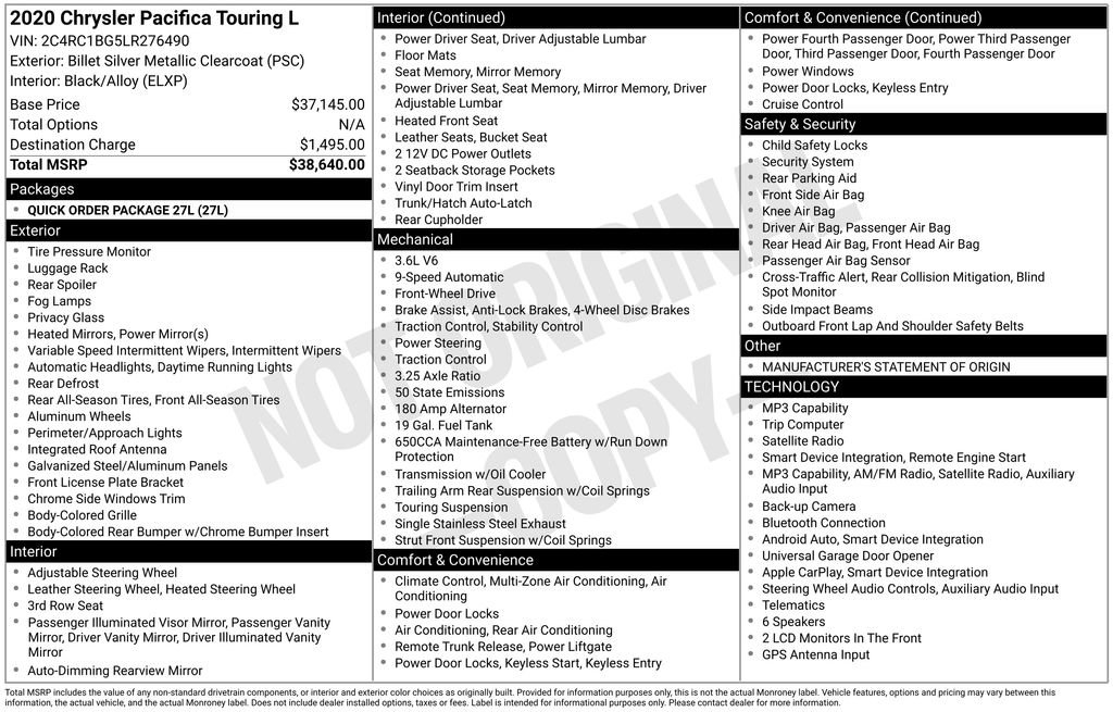 Used 2020 Chrysler Pacifica Touring-L FWD image 11