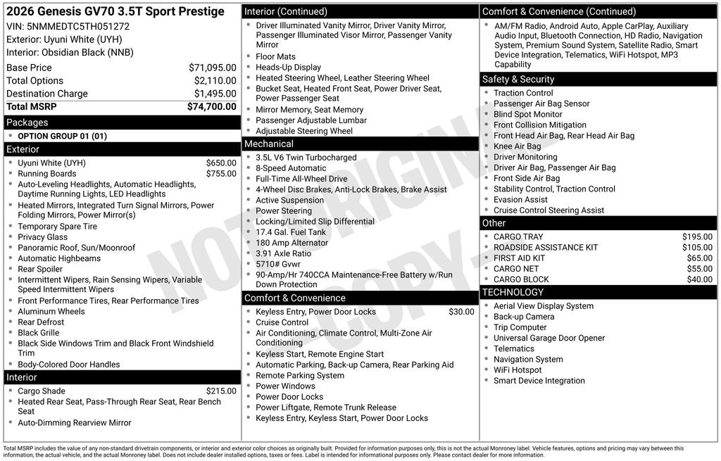 New 2026 Genesis GV70 3.5T Sport Prestige image 9