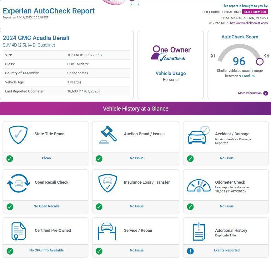 Used 2024 GMC Acadia Denali w/ LPO, Floor Liner Package image 3