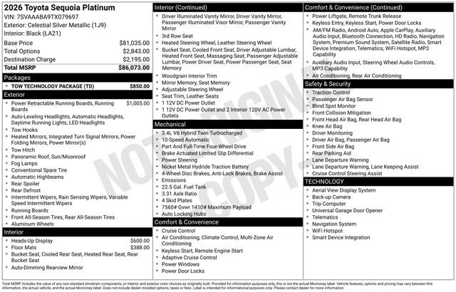 Used 2026 Toyota Sequoia Platinum w/ Tow Technology Package AWD/4WD image 23