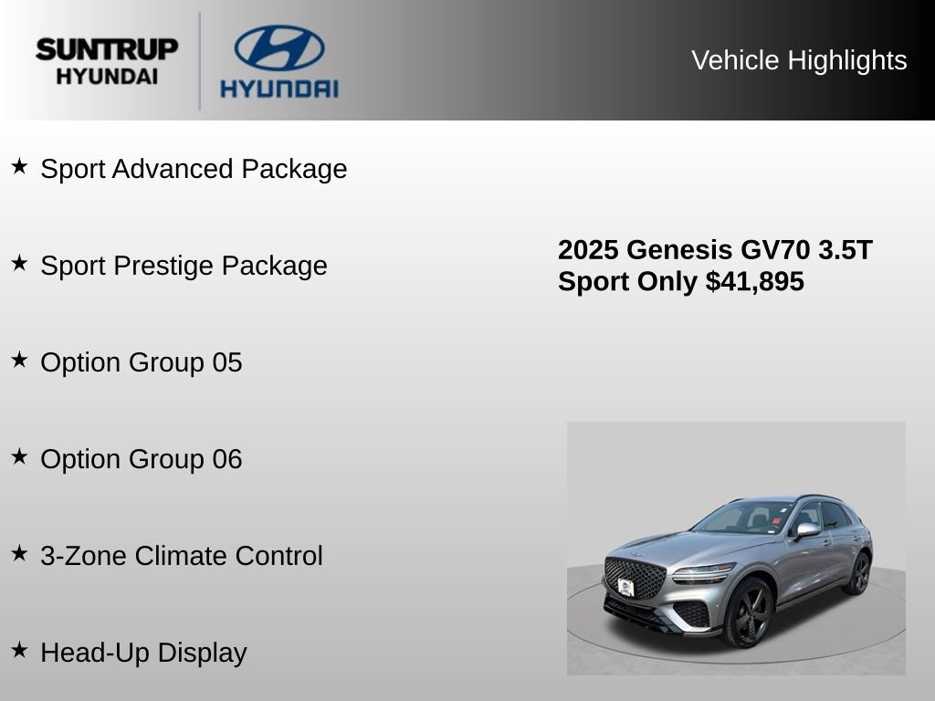 Used 2025 Genesis GV70 3.5T Sport w/ Sport Prestige Package AWD/4WD image 8