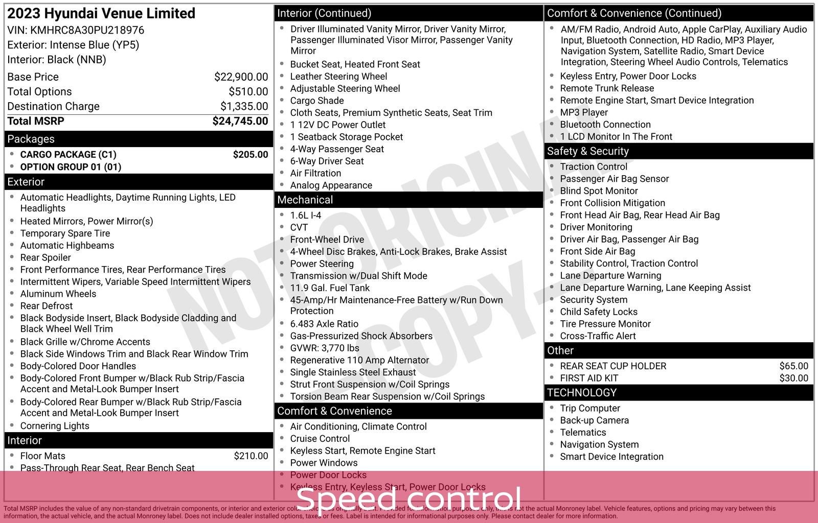 Used 2023 Hyundai Venue Limited w/ Cargo Package image 10